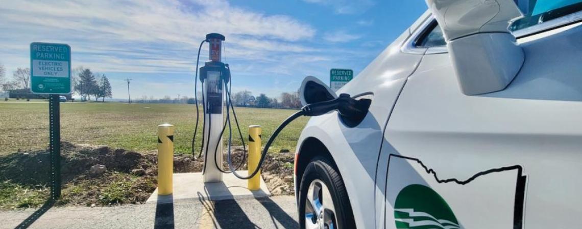 Electric vehicle at charging station