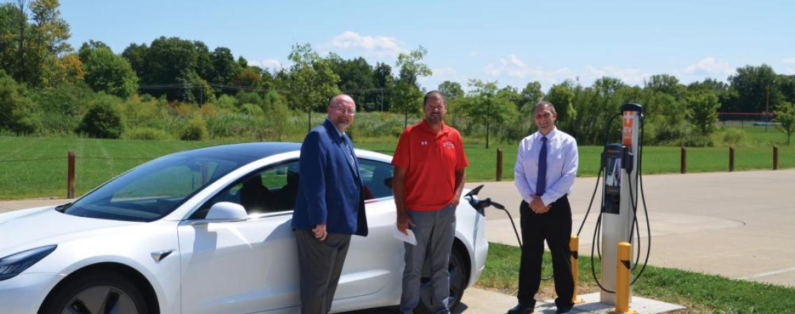 Members of Butler Rural Electric Cooperative at the opening of a new electric vehicle charging station