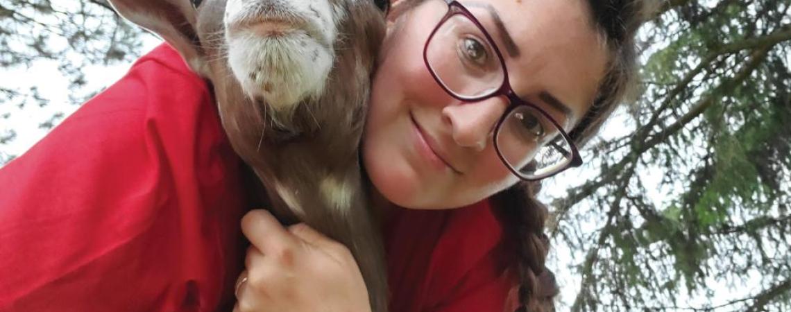 Rachel LaRue and one of her Toggenburg goats