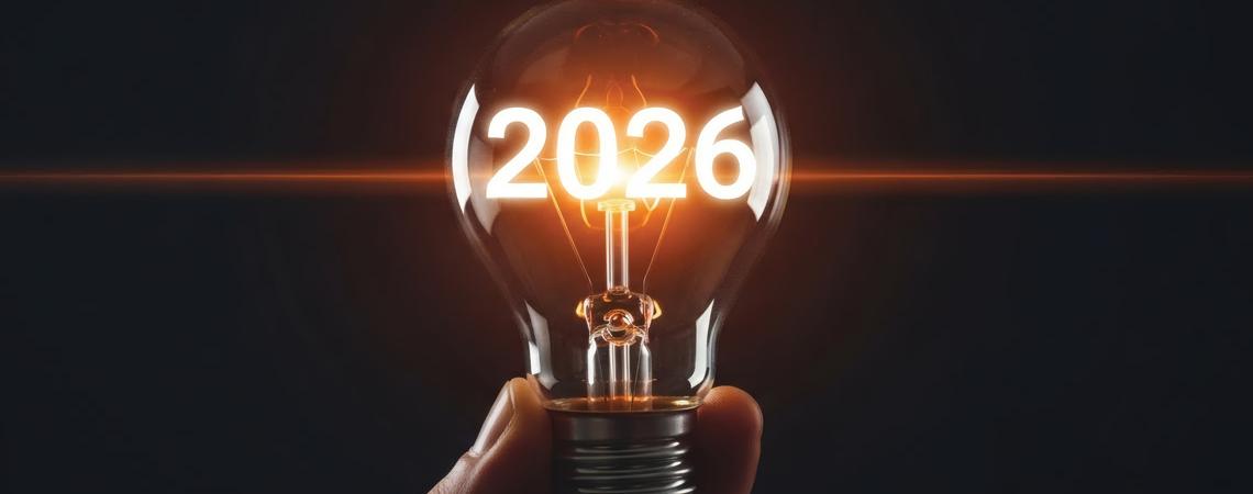 A lightbulb with 2026 illuminated