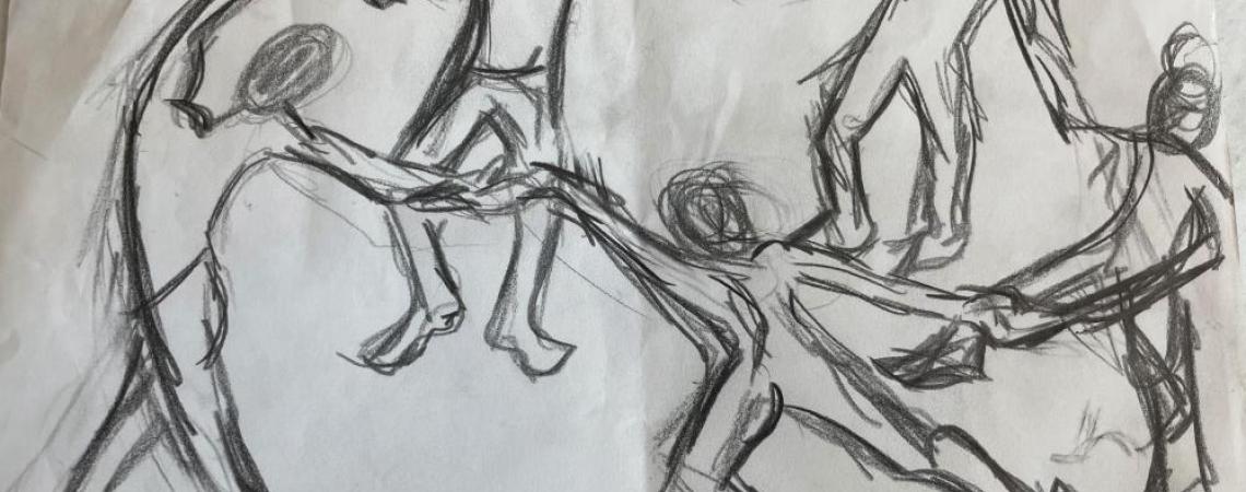 A sketch of people dancing