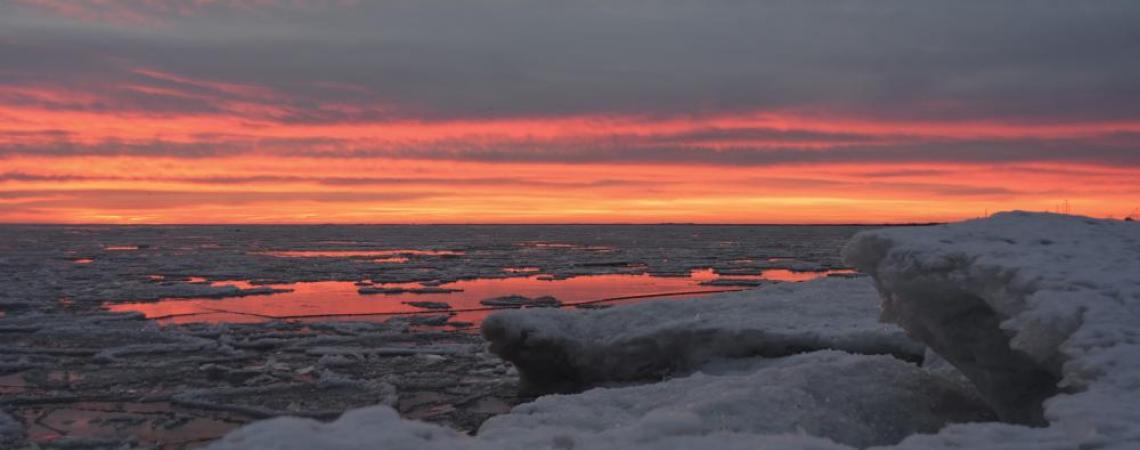 Ridges, caves, smooth ice, floes, and pancake ice on Lake Erie.
