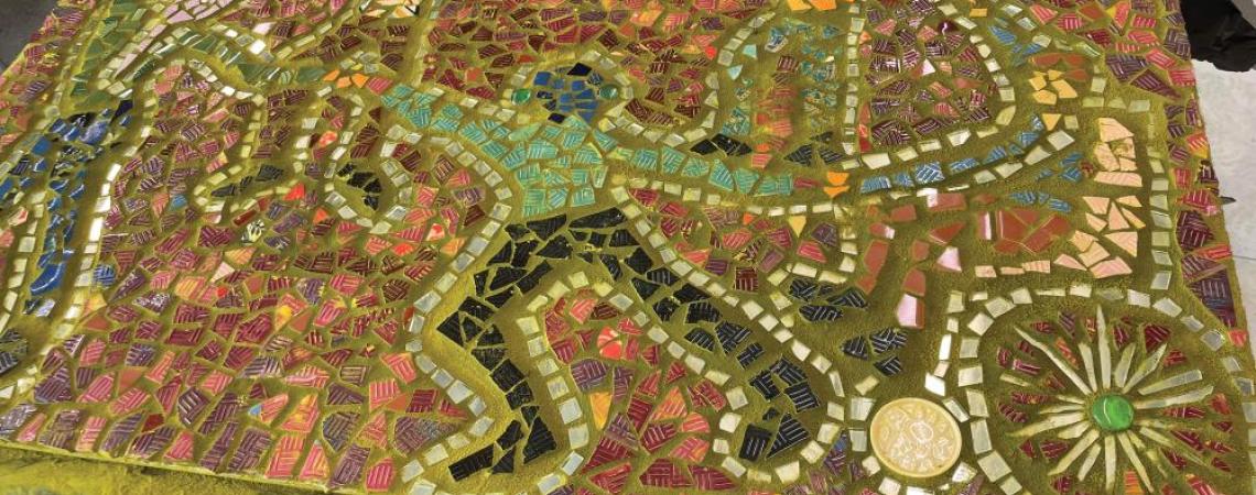 A mosaic of people dancing