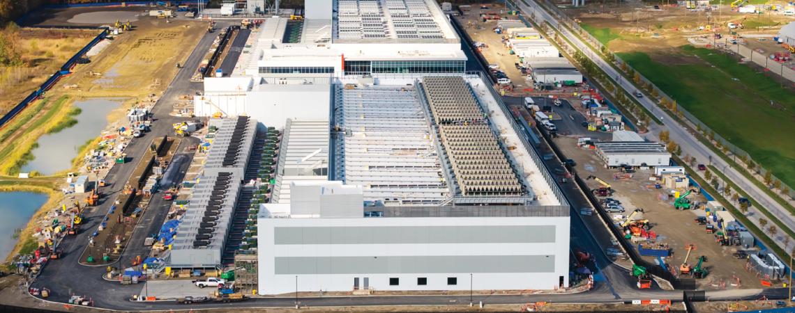 aerial view of data center