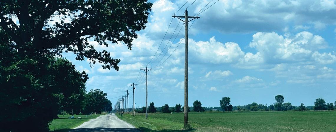 power lines along road