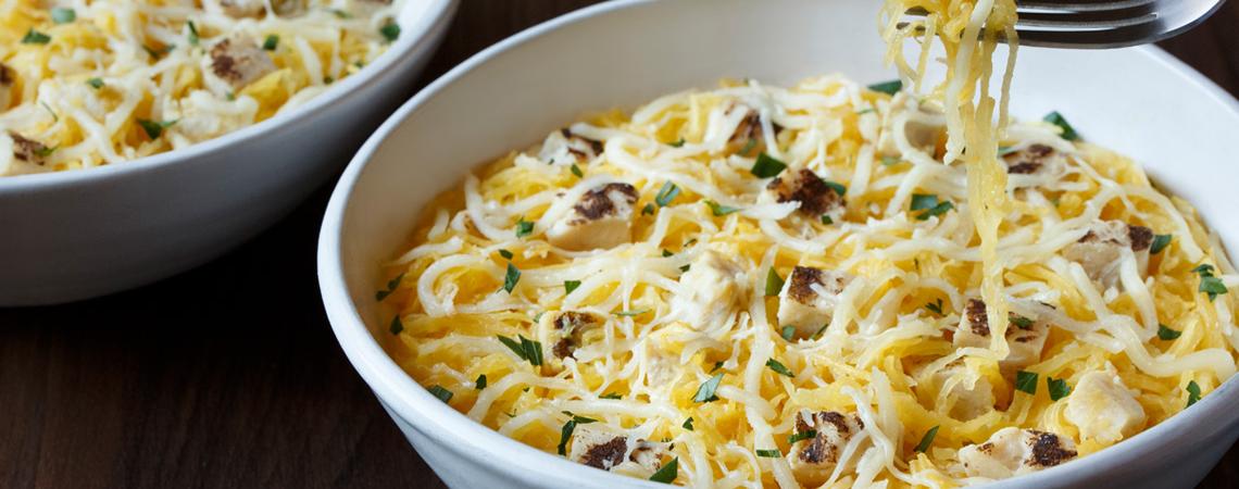 Spaghetti squash chicken alfredo
