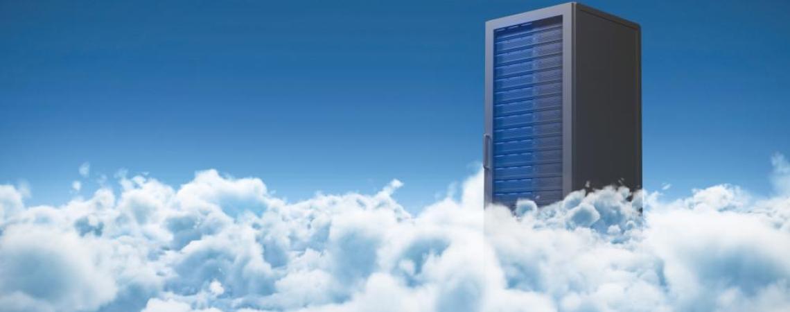 A data center tower in the clouds