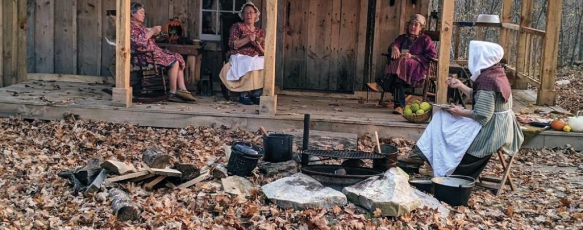People at a historic trade faire