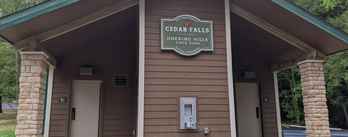 Public restroom at Cedar Falls in Hocking Hills State Park